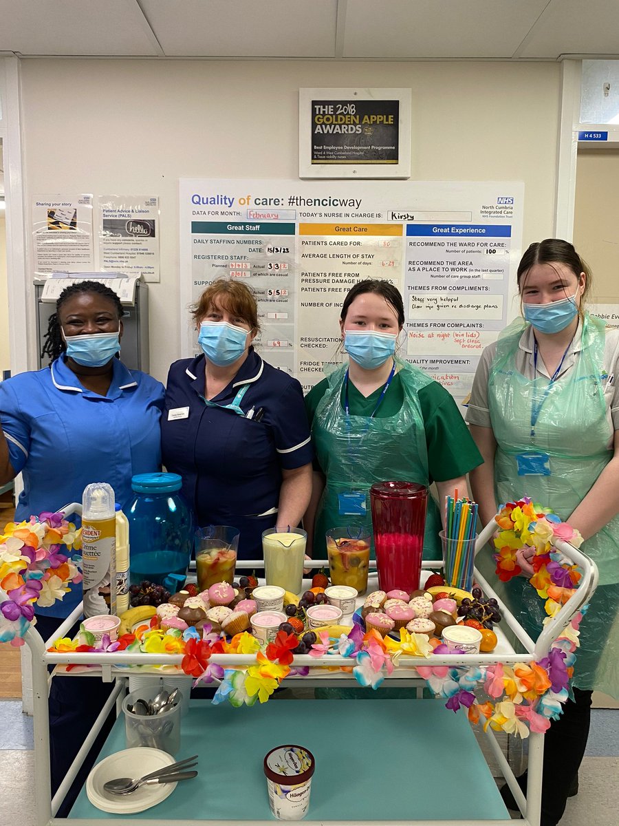 DebEvs72's tweet photo. It's Thirsty Thursday on ward 4 today ice cream floats, milkshakes and of course cake🍦 🥤🍰🍰 enjoyed by all
@NCICNHS @NHWeek https://t.co/TO0S87KGB5