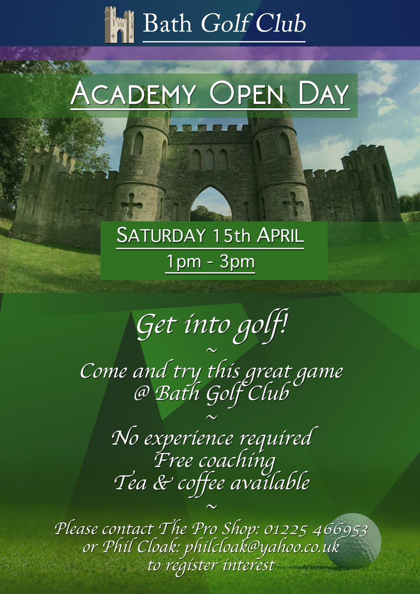 james_spannam's tweet photo. Interested in trying golf? Come along to our open day @shamcastle1880 @BathGolfClub  @bath_gc and try for FREE! 

Please like and share! https://t.co/NRMg8arCv0