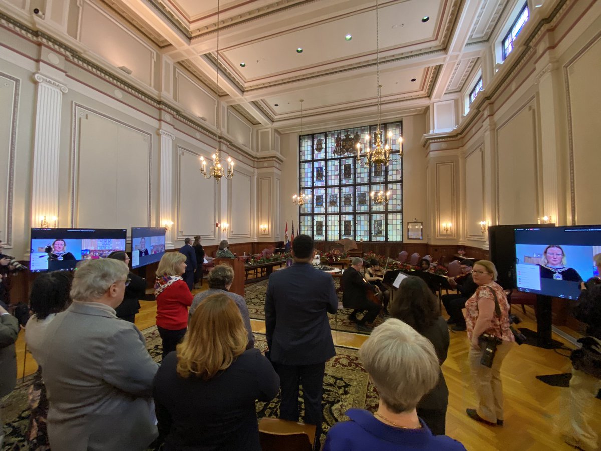 TomRaderTV's tweet photo. #HappyBirthdayReadingPA #CityHall @69News It’s a “Who’s Who” inside council chambers today with county, state and local leaders, as well as delegates from #sistercities overseas present for a 275th Anniversary celebration. @mrmonopoly #readingrailroad https://t.co/kEFqwpqOvJ