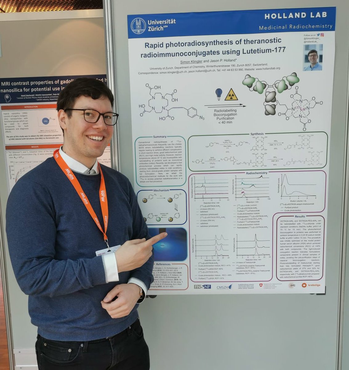 Simon Klingler (@simonklingler_) on Twitter photo the poster is up! if you want to hear about our rapid photochemical synthesis of Lutetium-177 labelled antibodies, catch me around the conference or find me at the poster at the session tomorrow!
poster #433 #EMIM2023 <a href="/ESMI_society/">European Society for Molecular Imaging - ESMI</a> <a href="/SwyMIC/">Swiss young Molecular Imaging Community</a> <a href="/HollandLab_/">HollandLab</a> the poster is up! if you want to hear about our rapid photochemical synthesis of Lutetium-177 labelled antibodies, catch me around the conference or find me at the poster at the session tomorrow!
poster #433 #EMIM2023 <a href="/ESMI_society/">European Society for Molecular Imaging - ESMI</a> <a href="/SwyMIC/">Swiss young Molecular Imaging Community</a> <a href="/HollandLab_/">HollandLab</a>