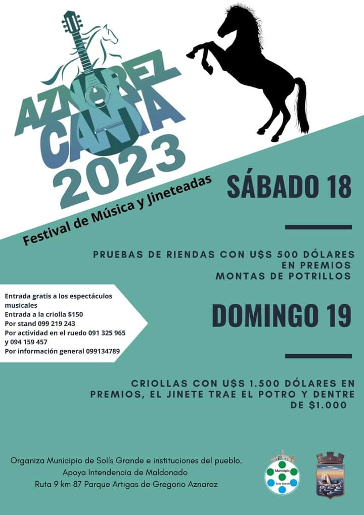 🐎🎶 Aznárez Canta: Festival de la música y jineteadas

🪧 Compartimos la grilla de las actividades de este fin de semana