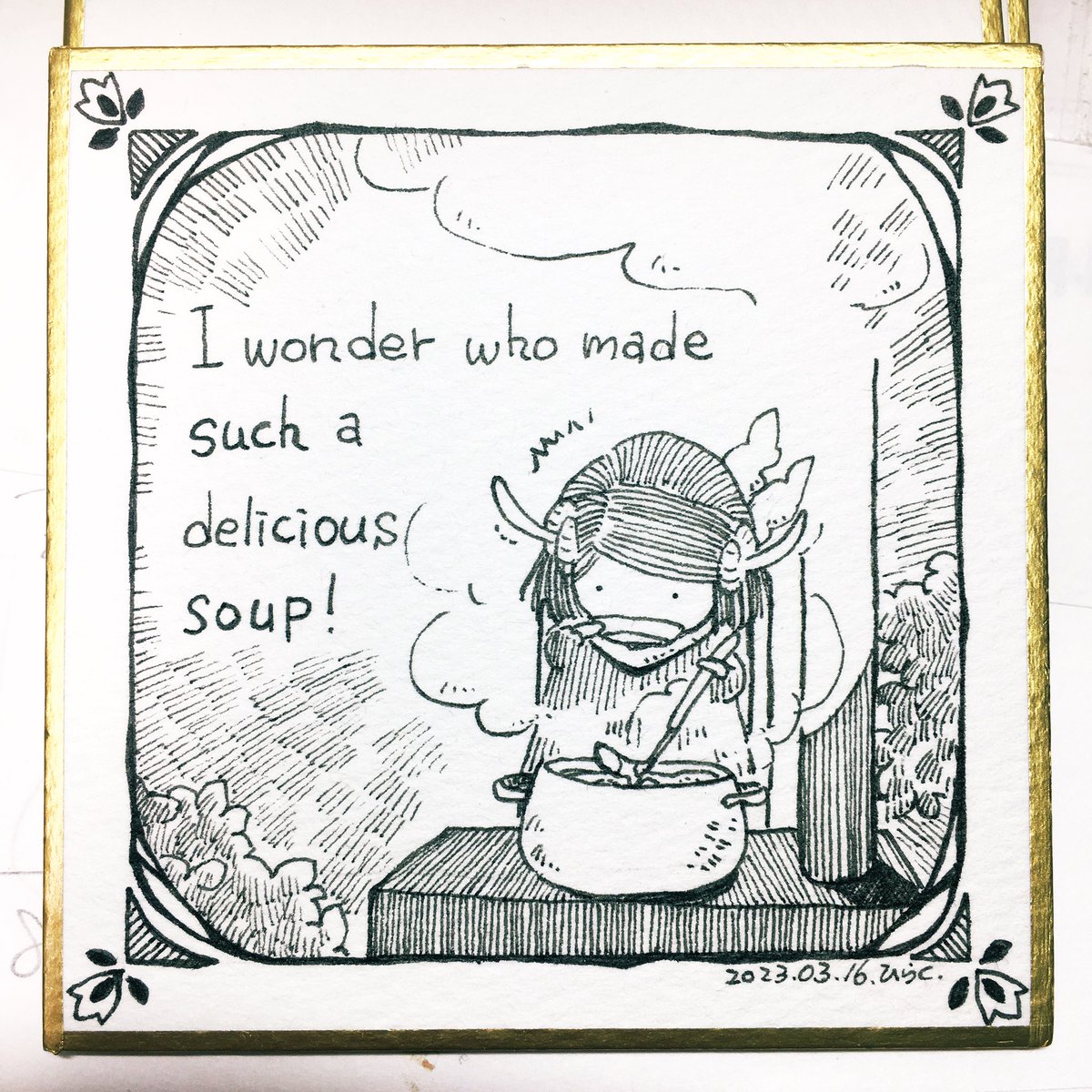 3/16:
こんなおいしいスープを作ったのはどこのどなたでしょう!

 #Pavot  #ペン画 