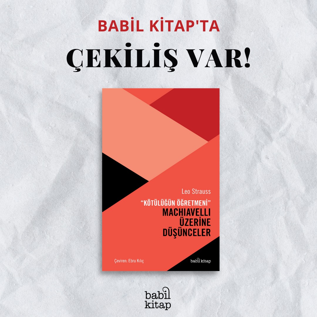 📚ÇEKİLİŞ ZAMANI 📚

🎉Kitabımız, "Kötülüğün Öğretmeni" Machiavelli Üzerine Düşünceler

Çekilişe katılmak için;
👉 Sayfayı takip edin. 
👉 RT edin. 

🗣️Çekiliş sonuçları pazartesi günü açıklanacaktır. 

🎉Herkese bol şans🎉,