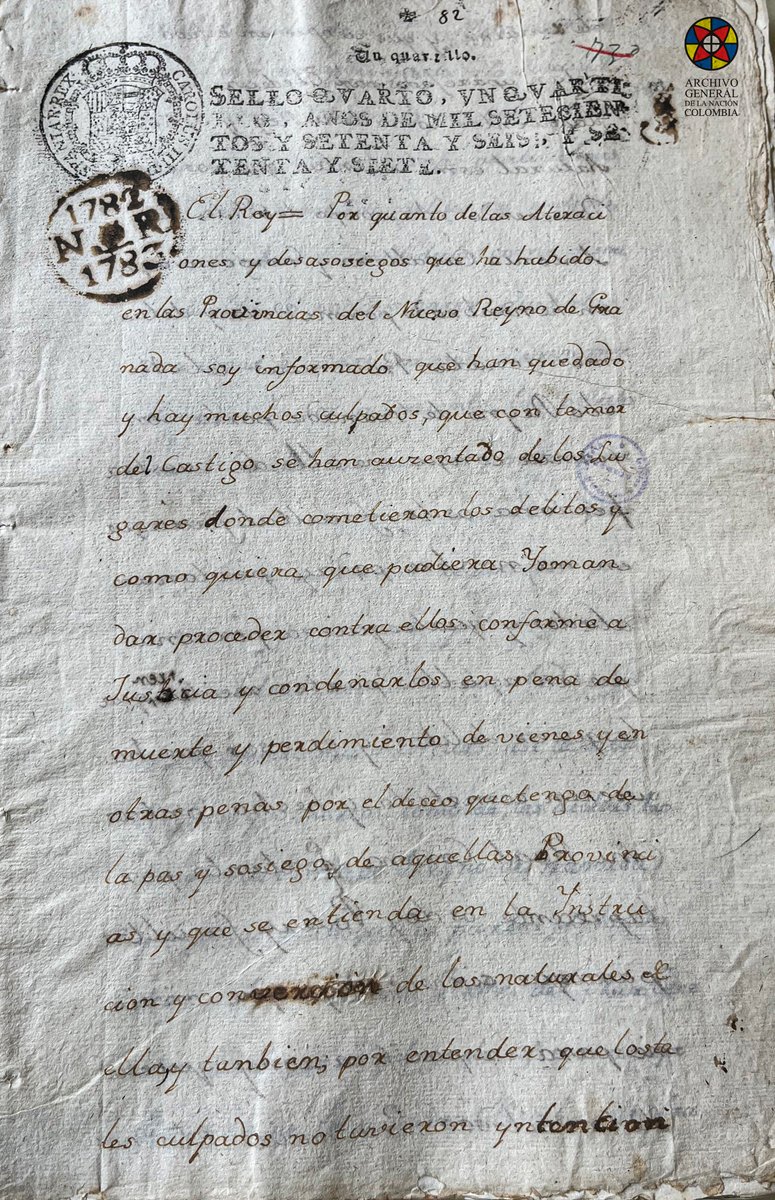ArchivoGeneral's tweet photo. 🗓️#Hoy, el #AGN, conmemora la Revuelta de los Comuneros, que tuvo lugar el 16 de marzo de 1781 en El Socorro, actual departamento de Santander.

En el marco de esta efeméride, el AGN comparte 3 documentos referentes a la revolución pertenecientes a nuestra Sección Colonia. https://t.co/fGbnS9ZDRK