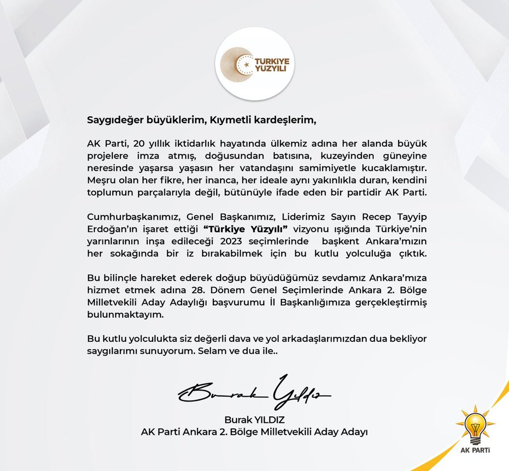 burakyildiz06's tweet photo. Cumhurbaşkanımız, Genel Başkanımız, Sayın @RTErdogan’ın işaret ettiği “#TürkiyeYüzyılı” vizyonu ışığında;

Ülkemizin yarınlarının inşaa edileceği 2023 seçimlerinde  Başkent Ankara’mızdan Milletvekilliği Aday Adaylığı başvumuzu gerçekleştirdik.

Niyet hayr, âkıbet hayr.. https://t.co/fjNE4eJtRs