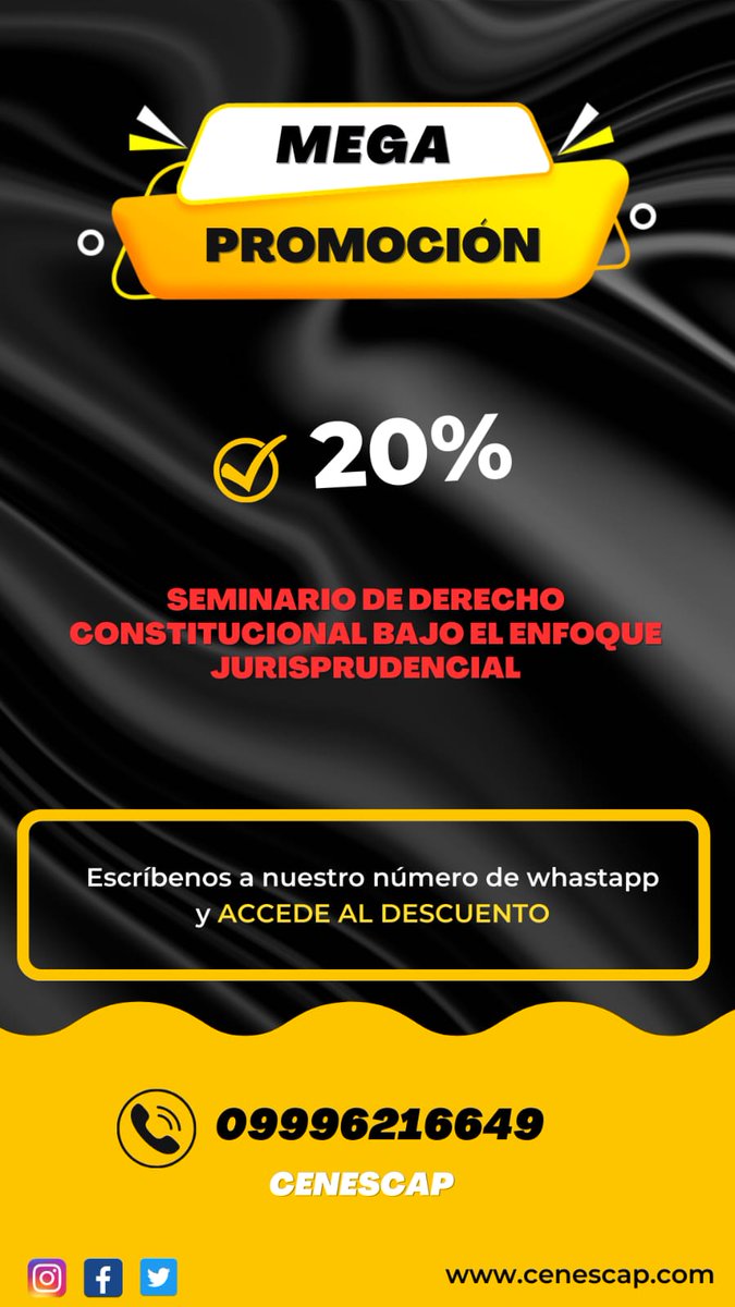CenescapEcuador's tweet photo. No te pierdas este gran evento.

Seminario virtual.
#Derecho 
#abogados 
#jurisprudencia
#legal
#seminario
#constitucional https://t.co/Lr7AGhxlfN