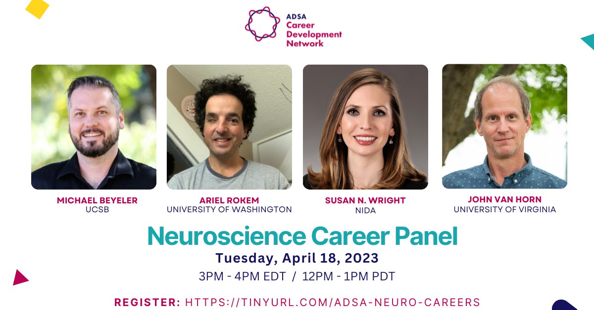 Curious about careers in computational #neuroscience? 🧠🧬

Tune into our free virtual Neuroscience Career Panel, on Tue. 4/18 from 3-4PM ET / 12-1PM PT

REGISTER👇
tinyurl.com/adsa-neuro-car…

#psychology #ComputerVision #DataScience