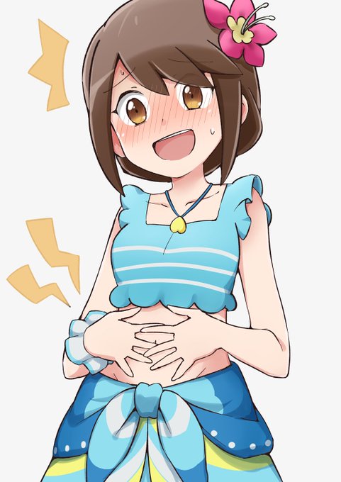 skebでお腹鳴ってるポケマスEXの水着ユウリ描かせていただきました 