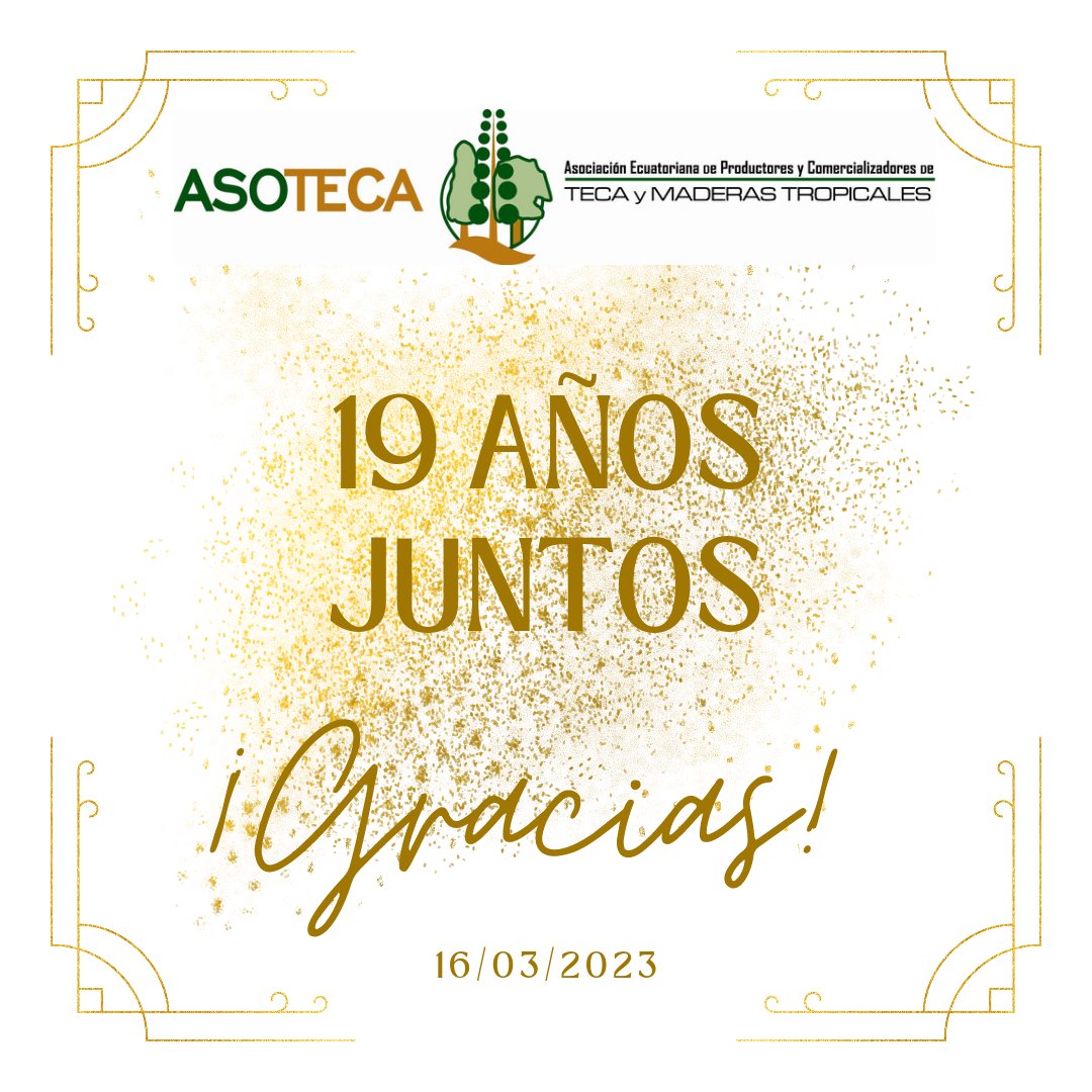 ASOTECA's tweet photo. #ASOTECA Cumple 19 años de vida institucional, representando a un Sector que preserva los Bosques Nativos del país, fomentando el cultivo de Plantaciones Comerciales de Especies Tropicales; permitiendo al mundo abastecerse de un material tan noble y ecoamigable como es la madera. https://t.co/vafryLu0TP