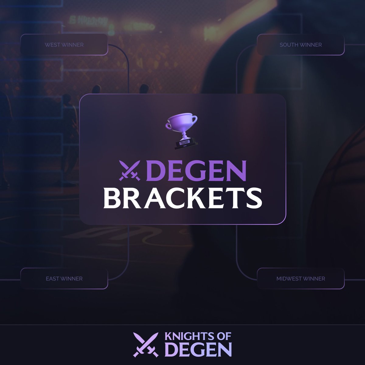Come compete against <a href="/TikiBarber/">Tiki Barber</a> <a href="/darrenrovell/">Darren Rovell</a> <a href="/chadmillman/">chad millman</a> <a href="/jacksettleman/">Jack Settleman</a> and <a href="/charliedisturco/">Charlie DiSturco</a> in our Degen Bracket Challenge! 🏀

3 Steps:
1) Download Knights of Degen App
2) Create Profile
3) Head to Tournaments Tab &amp; enter Degen Bracket Challenge

📲: knightsofdegen.io