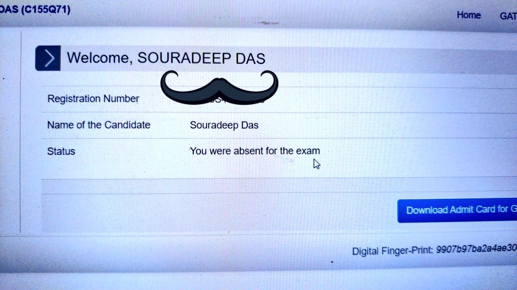 SouradeepSD's tweet photo. At first, wrong credentials, then "something wrong", and then this.
Peak comedy ft. #GATE2023 
PS: I have my response sheet and everything. https://t.co/fK5xccRJGl