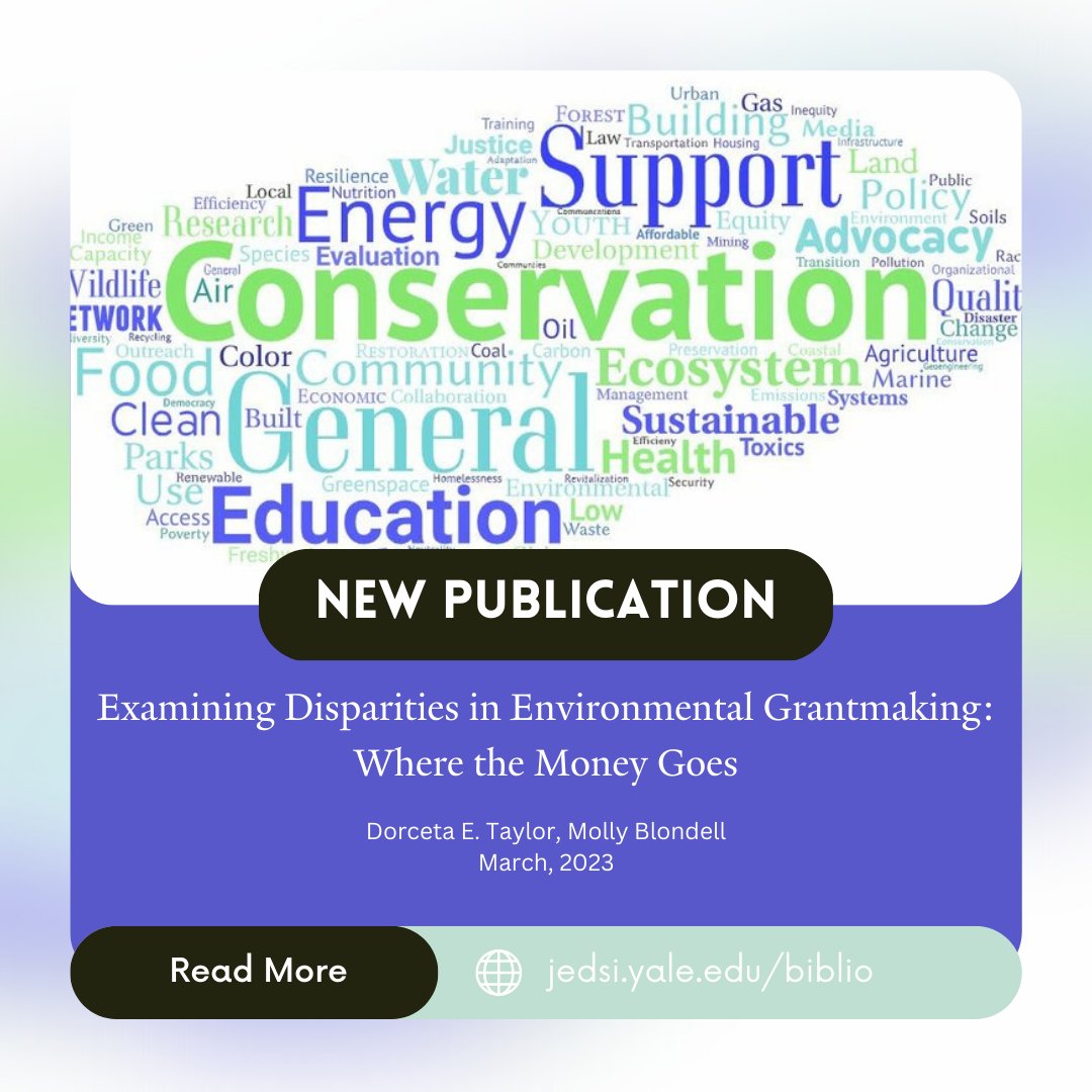 JEDSIYale's tweet photo. New Research Alert! Check out the latest from JEDSI: a groundbreaking examination of funding disparities in environmental organizations. ⁠
⁠
https://t.co/GzFOveIDg4
⁠
#Research #Foundations# RacialDisparities #EnvironmentalOrganizations https://t.co/5Owdt5dPJA