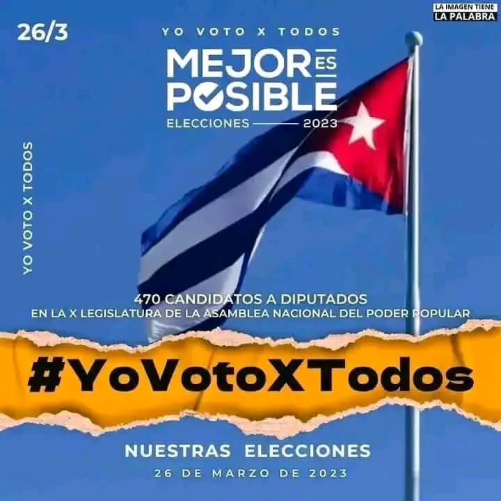 ArnerMarrero's tweet photo. El próximo 26/3 daremos muestra en las elecciones generales q la unidad seguirá siendo baluarte en esta Revolución #MejorEsPosible #YoVotoXTodos #SiSePuede @MarisolFFerrer @pcc_escuela @ZoelSanchez @ideologica_c @DiasMirelis @MiriamSnchezCa4 @ToiracYaneisy  @MaydaSurez1 https://t.co/RqAfJQv0Li