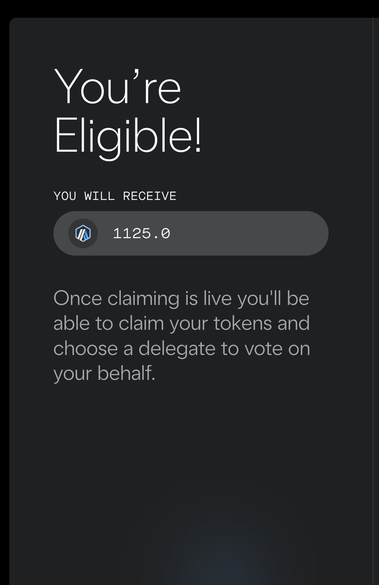 $Arb airdrop is a few days away to check for eligibility: 

>go to  the <a href="/arbitrum/">Arbitrum</a> twitter page
>scroll down to their "check your airdrop eligibility" post
>connect wallet / check eligibility and thats it !

!DON'T CLICK ON RANDOM LINKS! go straight to their page