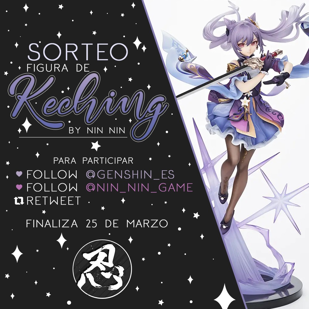 🎉Sorteo figura Keching internacional🎉

¡Gracias a la gente de Nin Nin por esta oportunidad!

Para participar:
➡️ Seguir a <a href="/Nin_Nin_Game/">The Japanese Games & Hobby import specialist 🇯🇵</a> 
➡️ Seguir a @GENSHIN_ES 
🔄 Hacer RT a este tuit

Hasta el 25 de Marzo🗓️

¡Mucha suerte a todos!
#GenshinImpact