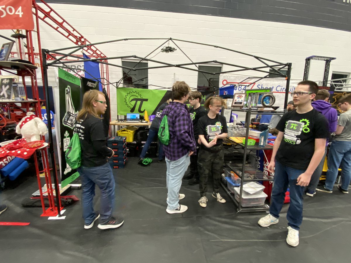 PiBoticsFRC3814's tweet photo. The competition has begun! Our robot has passed all inspections and is ready for it's first match. If you'd like to watch us, our first game is at 12:50. This is the link to our competition: https://t.co/RiKFmecFhe. The stream will be up soon. https://t.co/E9HLRTUpMW