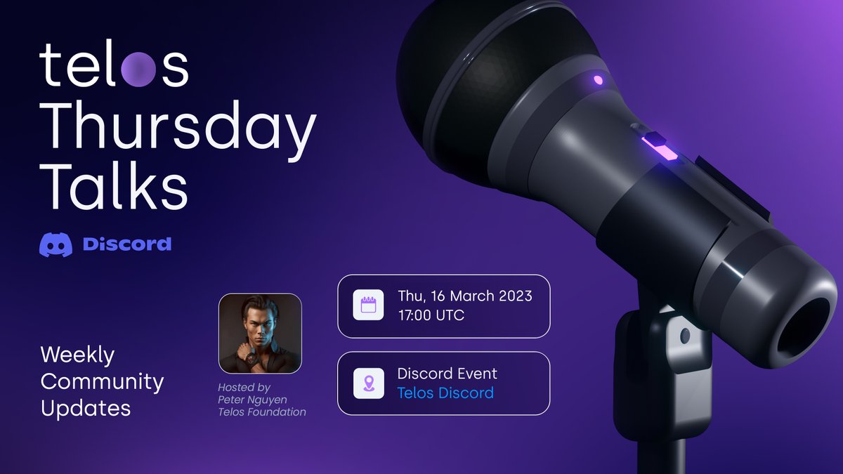 HelloTelos's tweet image. Make sure to join us Today in our #Telos Talks Thursdays Discord #AMA hosted by @Peter_NXI - Discussing the latest community updates and more! 🔥

Be there!
📌 discord.gg/VpD5zQD4bb
📅 March 16
⏰ 17:00 UTC