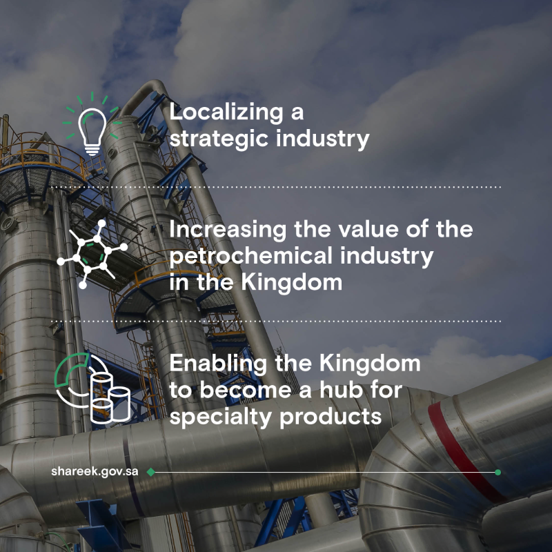 ShareekSA's tweet photo. Supported by #Shareek: @SABIC will establish the Kingdom’s first catalyst manufacturing hub. The project aims to reduce Saudi Arabia’s import dependency and export specialty products.