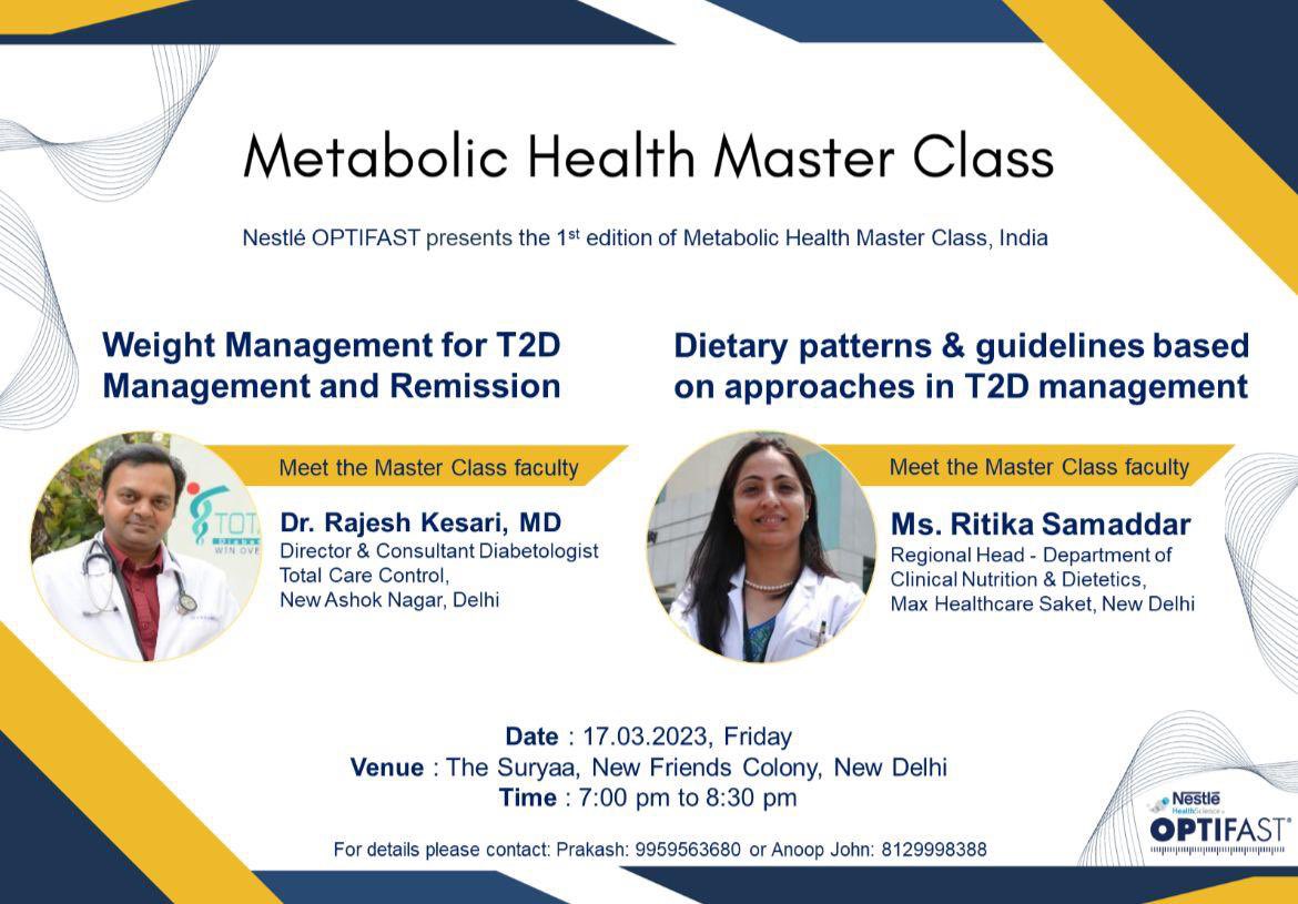 Delivering a talk on weight loss and Diabetes remission on 17 Mar 23, at Hotel Surya NFC Delhi #Direct #Diabetesremission #diabetesreversal #weightliaabenefits