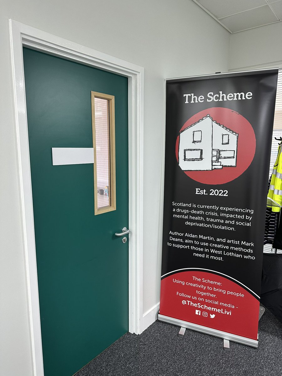 WestLoCollege's tweet photo. A huge welcome (back) to former student & Lifetime Ambassador, Aidan Martin and former student, Mark Deans, who have moved their charity, The Scheme - Livi, onto campus!
The charity focuses its work on aiming to use creative methods to support those in need in West Lothian. โค๏ธ๐ค https://t.co/PIUOLuCZqE