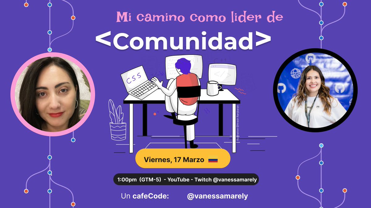 vanessamarely's tweet image. 📢 Mañana @ManuCastrillonM nos contara como ha sido su camino como lider de comunidad, en mi seccion de #CafeCode 😁 

Agendate 🗓️ a la 1:00pm hora Colombia🇨🇴!! 

#youtube youtube.com/watch?v=Mw-EXC…

#twitch twitch.tv/vanessamarely

Subscríbanse  a mi canal, activen la campanita🔔