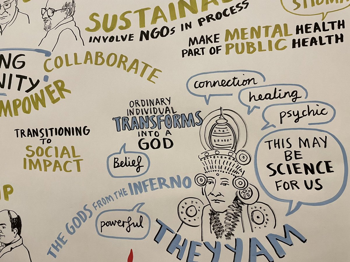 visualminutes's tweet photo. The fourth and final day… what a great week with wonderful people. Enjoyed drawing all the lovely faces in the room today and capturing the themes #DMUIndiaResearch @DMUresearch @RaghuRaghavan1 #theyyam #research #community https://t.co/Me70hE5Mjk
