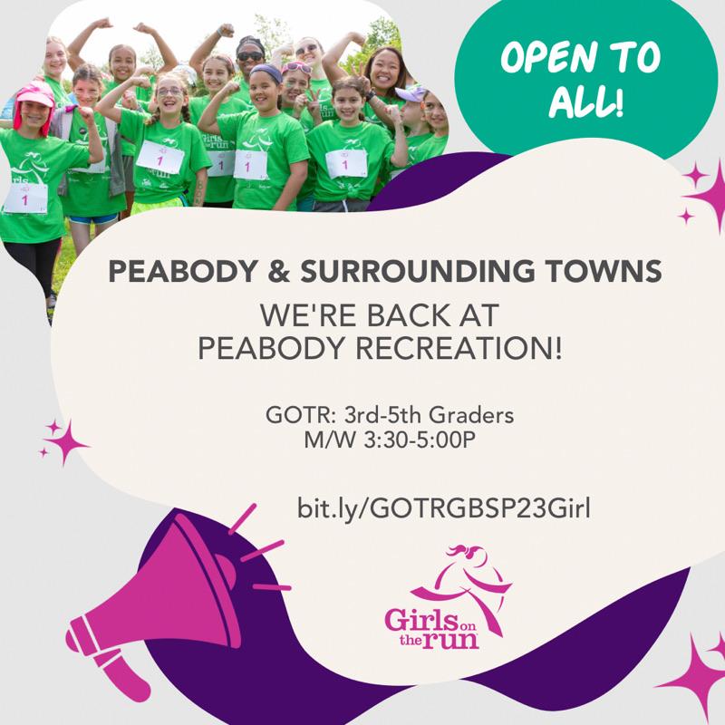 Friends and families in Peabody and neighboring communities! Our Peabody Recreation team is back in action - register your 3rd, 4th or 5th grader today: bit.ly/GOTRGBSP23Girl