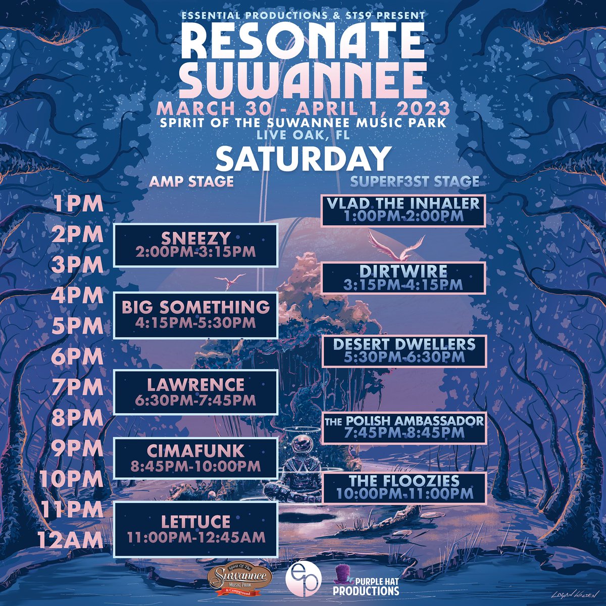 FLORIDAAAA! We have big plans for <a href="/resonatesuwann1/">Resonate Suwannee</a> 🌈✨ along with co-hosting the fest, we'll be approaching our setlists as we do for our own STS9 special events

🔥🔥 this means TWO FULL sets on Thurs 3/30 + TWO FULL sets on Fri 3/31 🔥🔥  resonatesuwannee.com