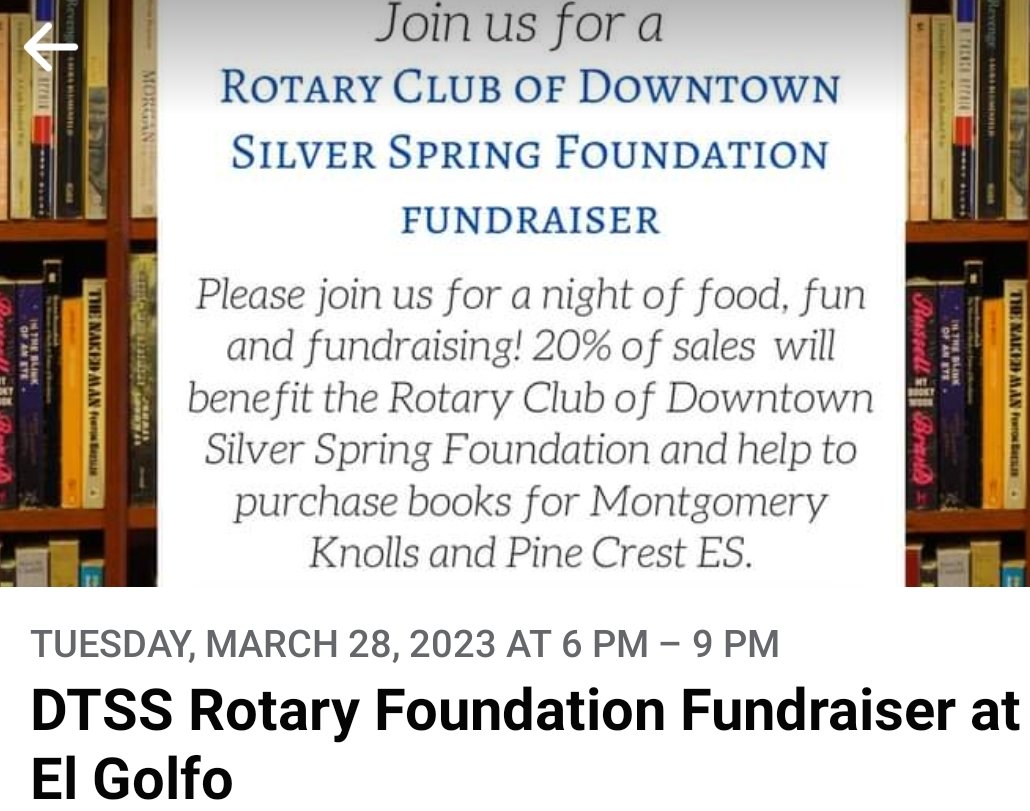 Reemberto Rodriguez, Sr. (@reemberto) on Twitter photo Gotta be there! El Golfo. Tuesday March 28. DTSS Rotary Foundation Fundraiser at El Golfo (The Rotary Club of Downtown Silver Spring) FUNDRAISER for books for Montgomery Knolls and Pinecrest Elementary schools <a href="/DtssRotary/">Downtown Silver Spring Rotary Club</a> facebook.com/events/s/dtss-… Gotta be there! El Golfo. Tuesday March 28. DTSS Rotary Foundation Fundraiser at El Golfo (The Rotary Club of Downtown Silver Spring) FUNDRAISER for books for Montgomery Knolls and Pinecrest Elementary schools <a href="/DtssRotary/">Downtown Silver Spring Rotary Club</a> facebook.com/events/s/dtss-…