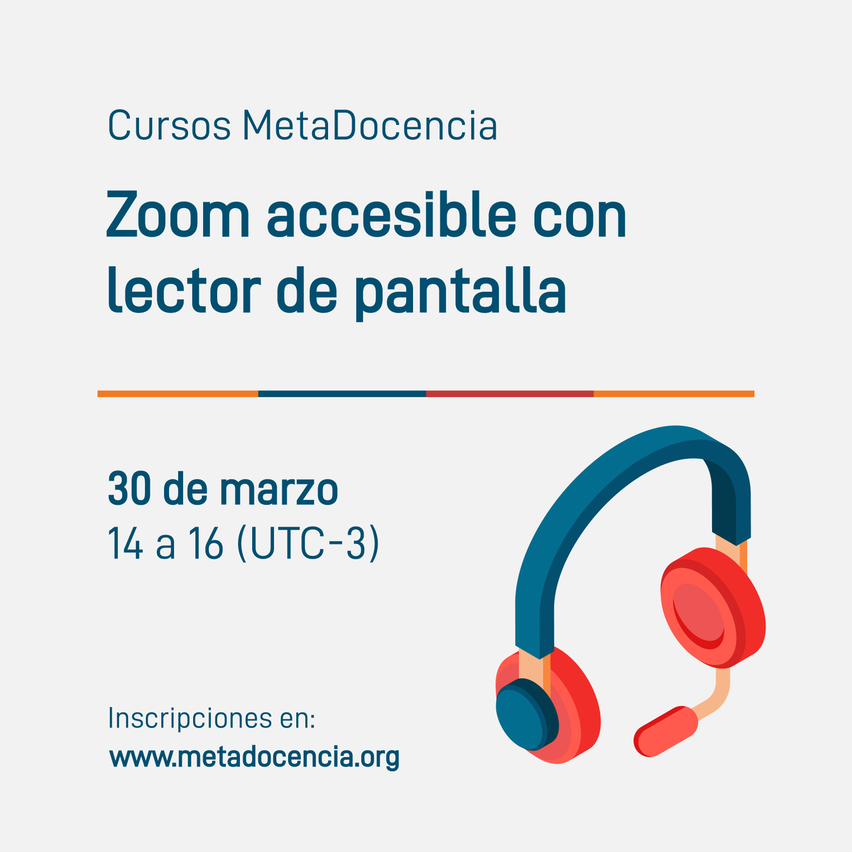 metadocencia's tweet photo. ¡🤩 Ya comienzan los #CursosMD gratuitos 2023!
Inscripciones abiertas para:
🎯 22/3: "¡Presente! Recursos para Encuentros Activos".
🙌 30/3: "Taller de Zoom Accesible con Lector de Pantalla".
¡Sumate 🙋‍♀️🙋‍♂️!
Más info e inscripciones en: https://t.co/CUtK4f8w4s https://t.co/pxMG4t0oXo
