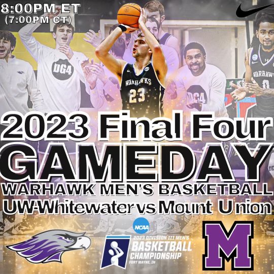 🚨FINAL FOUR🚨
🆚Mount Union
📍Fort Wayne, Indiana
🏟️Allen County War Memorial Coliseum 
⏱️8PM ET (7PM CT)
📺 ncaa.com/game/6130880

#DG4 #D3hoops #magicofmarch #oneteamonefamily #poweredbytradition