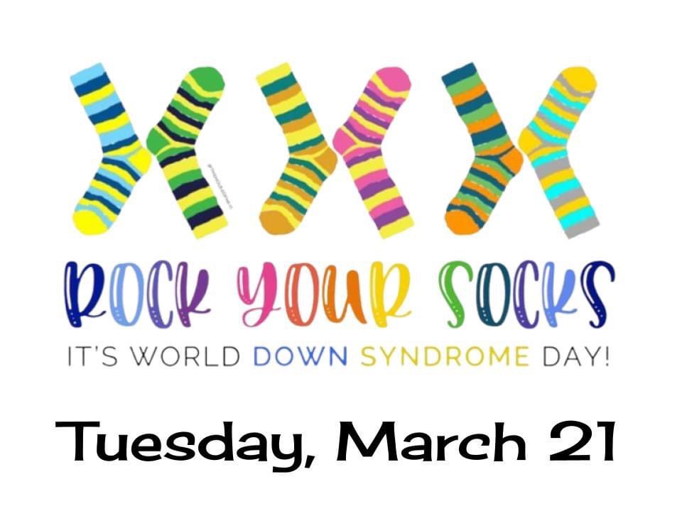 MrsJaimeMES's tweet photo. ROCK some socks that are sure to get noticed! The idea is to start a conversation, so when people ask you about your socks you can tell them, “I’m wearing them to raise awareness of Down syndrome”. #theMESway https://t.co/0LOXNpVLjF