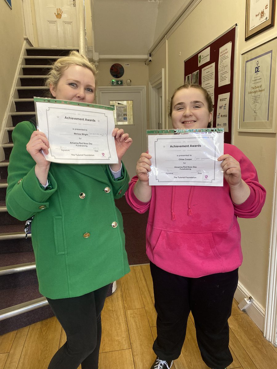 #RedNoseDay congratulations to Chloe and Melissa with their stellar fundraising efforts today. The duo raised £150 selling cards and cakes produced by our students all for Red Nose Day.