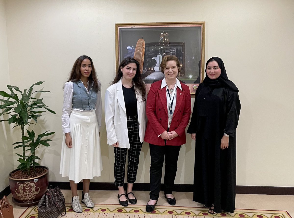 IsaboMartin's tweet photo. Great day with two brilliant young women students from ⁦@GUQatar⁩ shadowing me during #DiplomatForADay in 🇶🇦🤝🇨🇦⁦@CanEmbQatar⁩ ⁦@MofaQatar_EN⁩ ⁦@GSECForum⁩ #WomenEmpowerment 👌 https://t.co/2SPWXnzwXW