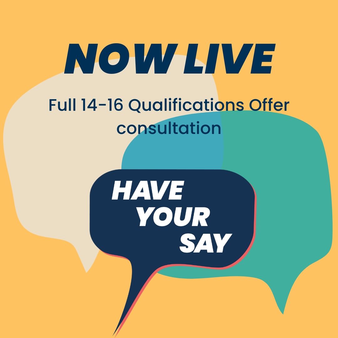 The Full 14-16 Qualifications Offer consultation is LIVE!
 
From Foundation and Pre-vocational qualifications to a Skills Suite and Integral Skills Project qualification - this is your chance to #HaveYourSay in our public consultation.
 
Take part now ⬇️
orlo.uk/FTMAR