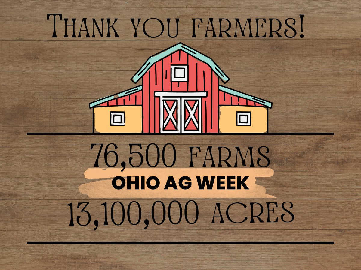 ohioagriculture's tweet image. Ohio Ag Week recognizes the importance of every single producer, farmer and farm worker. Thank you for making Ohio’s top industry what it is today!