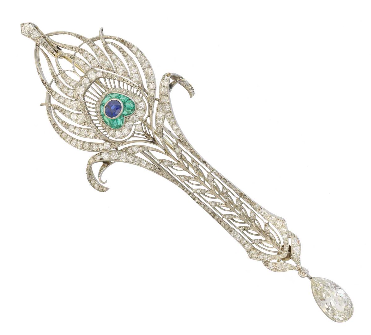 SOLD for £11,200 this beautiful early 20th century 18ct gold gem-set peacock feather brooch in today's Fine Jewellery &amp; Watch sale #auctionresults #nantwich #cheshire #finejewellery #jewelleryauction