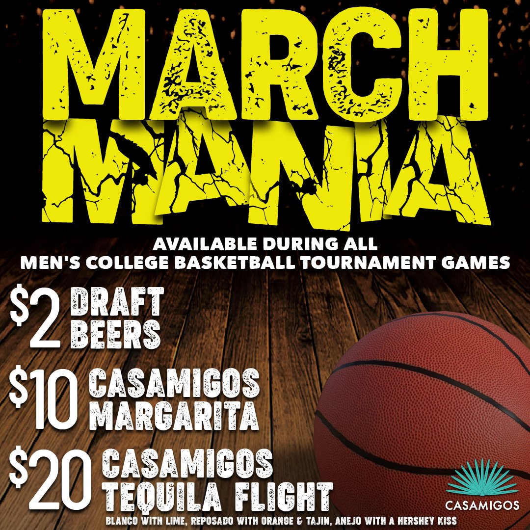 IT'S GAME DAY - ARE YOU WATCHING WITH US?! 🏀

$2 Drafts 🍻
$10 Casamigos Margarita's 
$20 Casamigos Tequila Flights

Available during #ALL Men's College Basketball Tournament Games!!

#basketball #games #marchmania #tequila #collegegames #locals