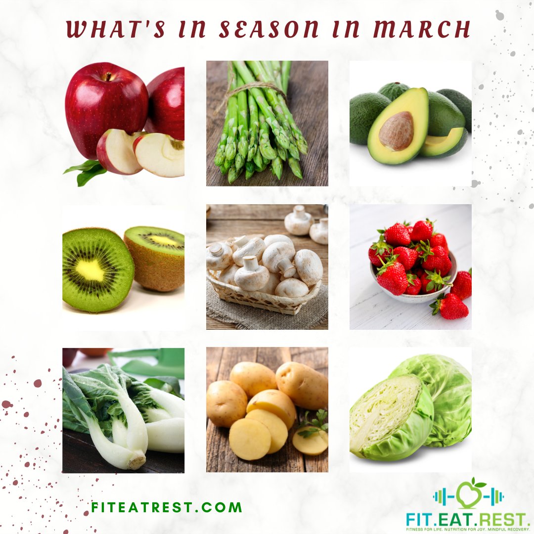 Eating #inseason is good for the #environment and tastes best. Here's what's in for March. Which #ingredient should I cook with next? #eatinseason #seasonalproduce #freshinseason #marchveggies #marchfruit