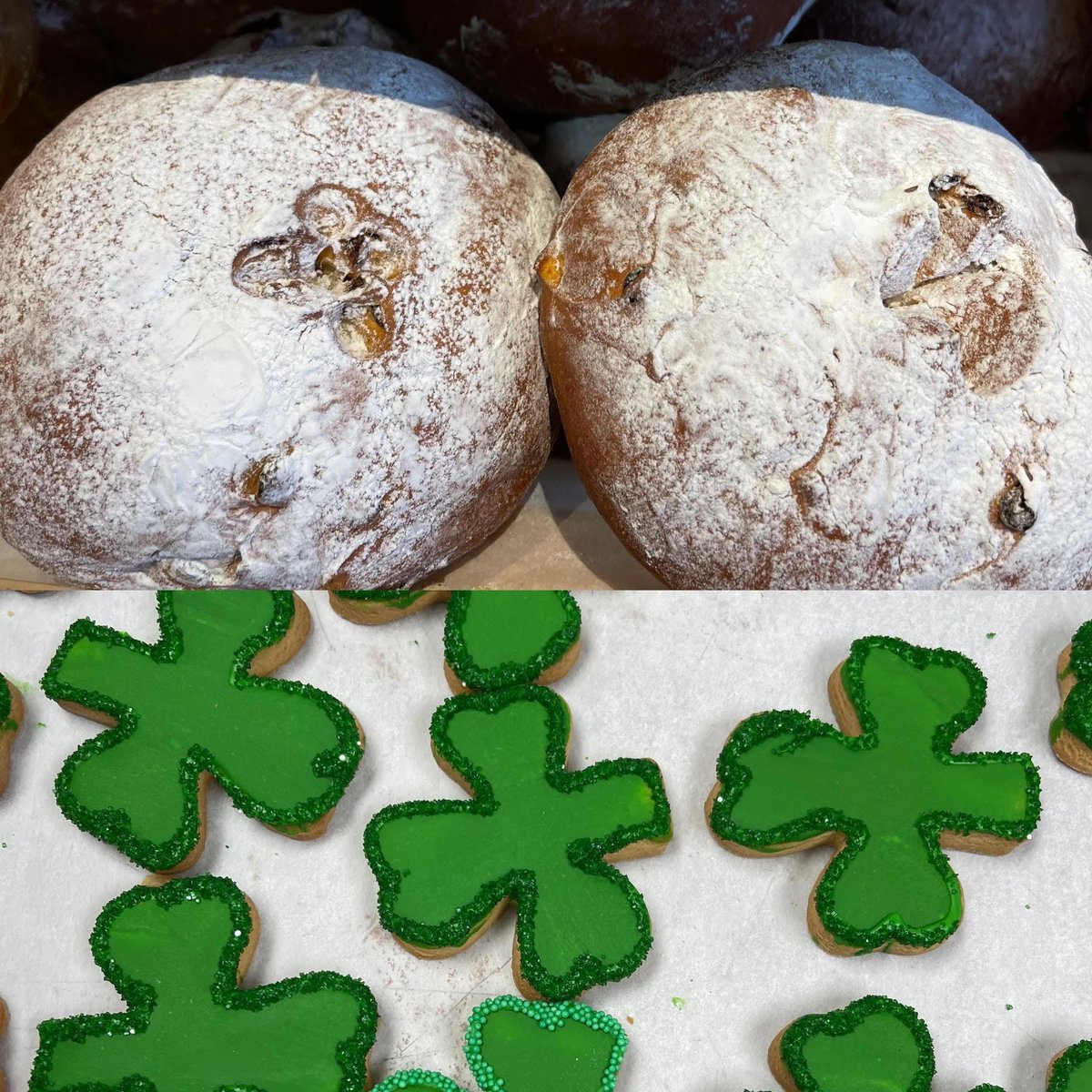 Happy Saint Patrick's Day! Irish soda bread and clover sugar cookies are available in-store!