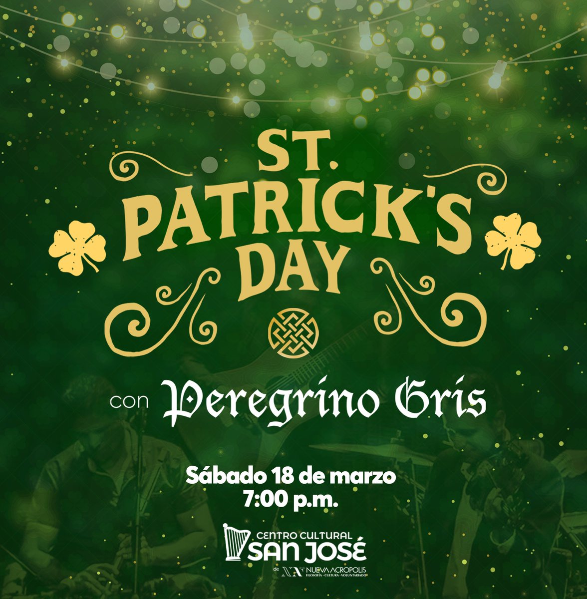 Este sábado 18 de marzo celebraremos #StPatricksDay con un concierto con Peregrino Gris.
¡No te lo perdás! Reservá tu entrada al 8905-2340.