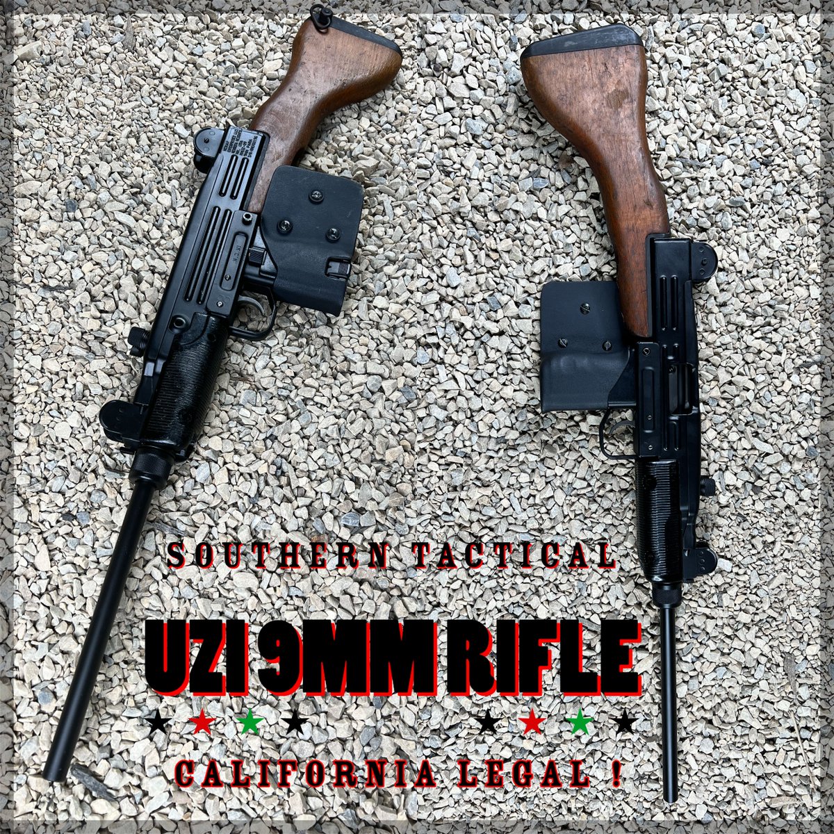 AtlanticFirearm's tweet photo. A Cali legal UZI?! Whhhhaaaaattt?! #southerntactical #atlanticfirearms #calegal #uzi #9mm #rifle https://t.co/hn7hhm9ffG