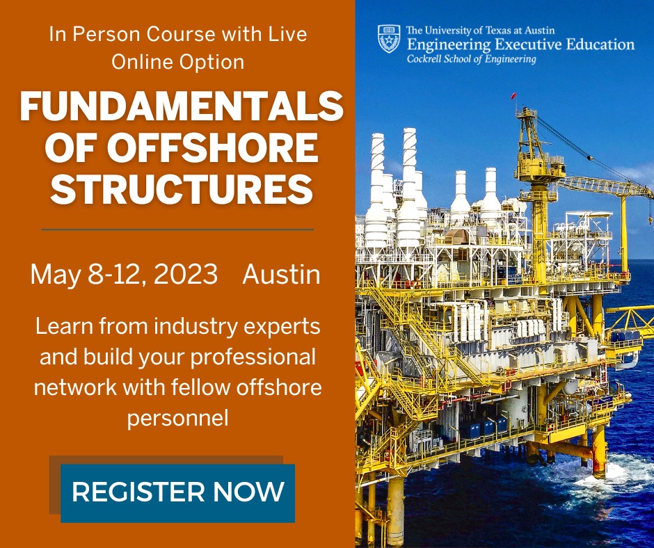 Review the fundamentals of fixed and floating #offshore structures in our upcoming course. Explore all of the learning opportunities available in our Offshore Course Series this May at: okt.to/T3qcot
#energyindustry #OffshoreIndustry #offshoredrilling