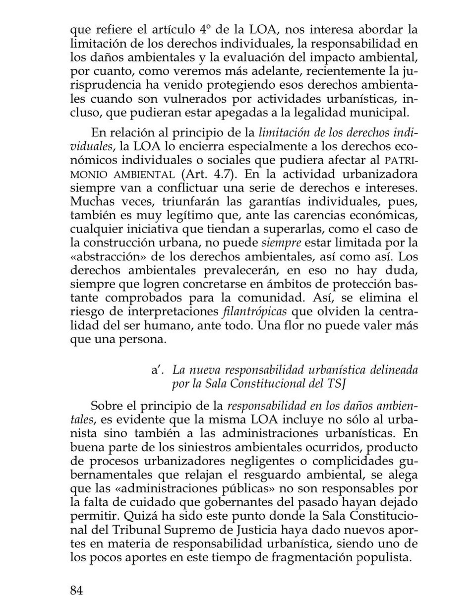 Desde el terremoto de Cariaco en 1997, no se ha vuelto a revisar los pormenores del régimen de responsabilidad urbanística en Venezuela, a pesar que en 2006 la Sala constitucional del TSJ modificó radicalmente el concepto del art. 1637 del Código Civil. Lo explico en mi libro.