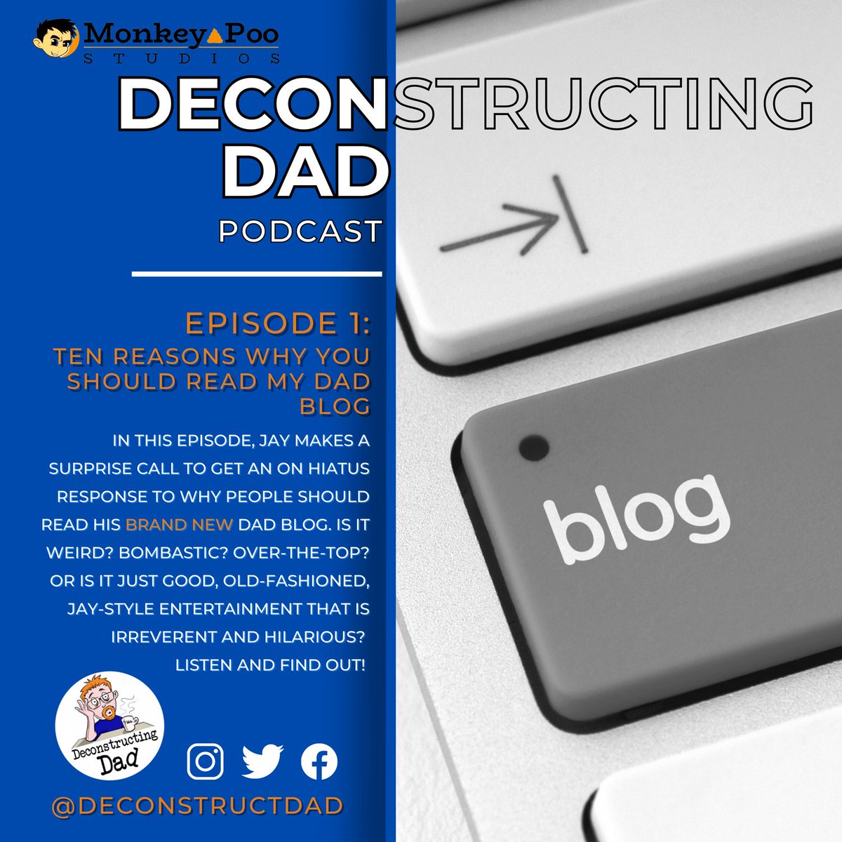 DeconstructDad's tweet image. In this episode, Jay makes a surprise call to get an On Hiatus response to why people should read his BRAND NEW dad blog. Check it out at: directory.libsyn.com/episode/index/…
#DadBlog #TopTen #Blogging
@monkeypoostu