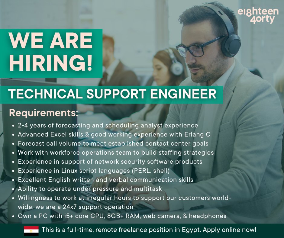 1840andCompany's tweet image. We are currently seeking an experienced Technical Support Engineer located in Egypt. If you have a deep understanding of software systems, this job is for you. Learn more &amp;amp; apply here 👉 bit.ly/3Tk7Dl0

#TechnicalSupportEngineer #freelancer #Egypt #remotework #Engineer