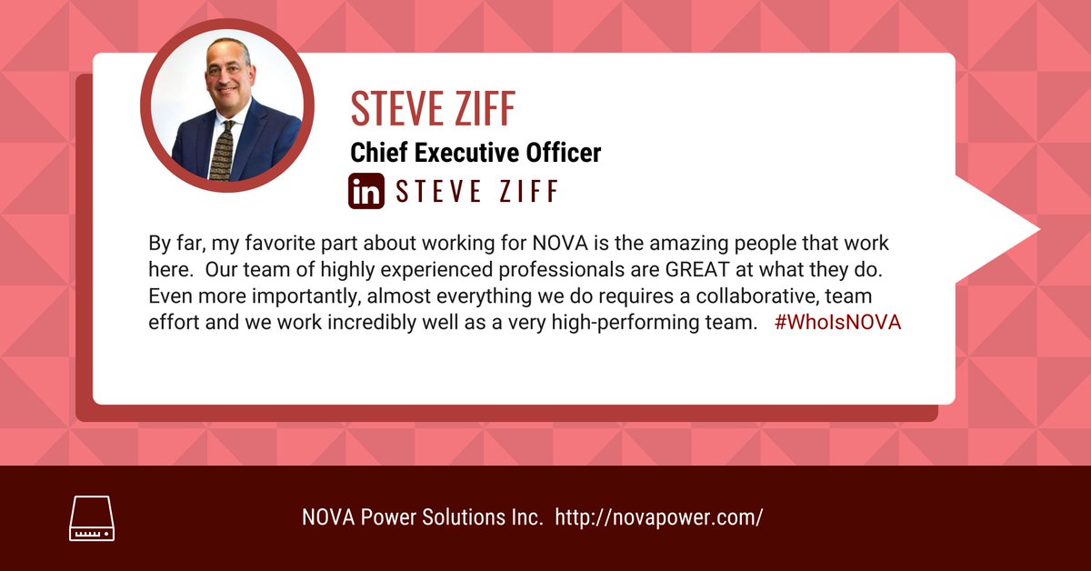 A word from our CEO, Steve Ziff, on his thoughts about the work culture and tenacity of the employees of NOVA Power Solutions, Inc. #WhoIsNOVA #Innovation #Careers #Future #Ankara #smallbusinessmarketingtips
