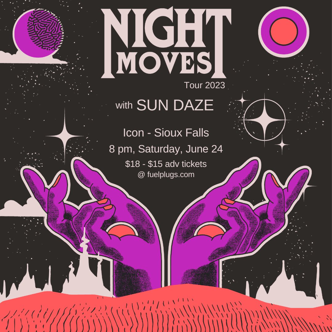 Sun Daze opens for Night Moves at <a href="/IconLounge/">Icon Lounge</a>, Saturday 6/24 in DTSF. $15 adv tix go on sale 10 am Friday: fuelplugs.com 🌝🌞
