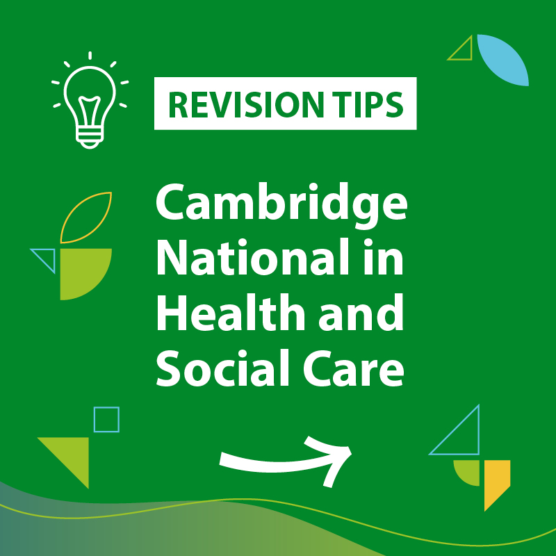 Look for revision tips for  #CambridgeNational #HealthandSocialCare over the next few weeks to share with your students. Tip 1 will be coming soon! #revisiontips