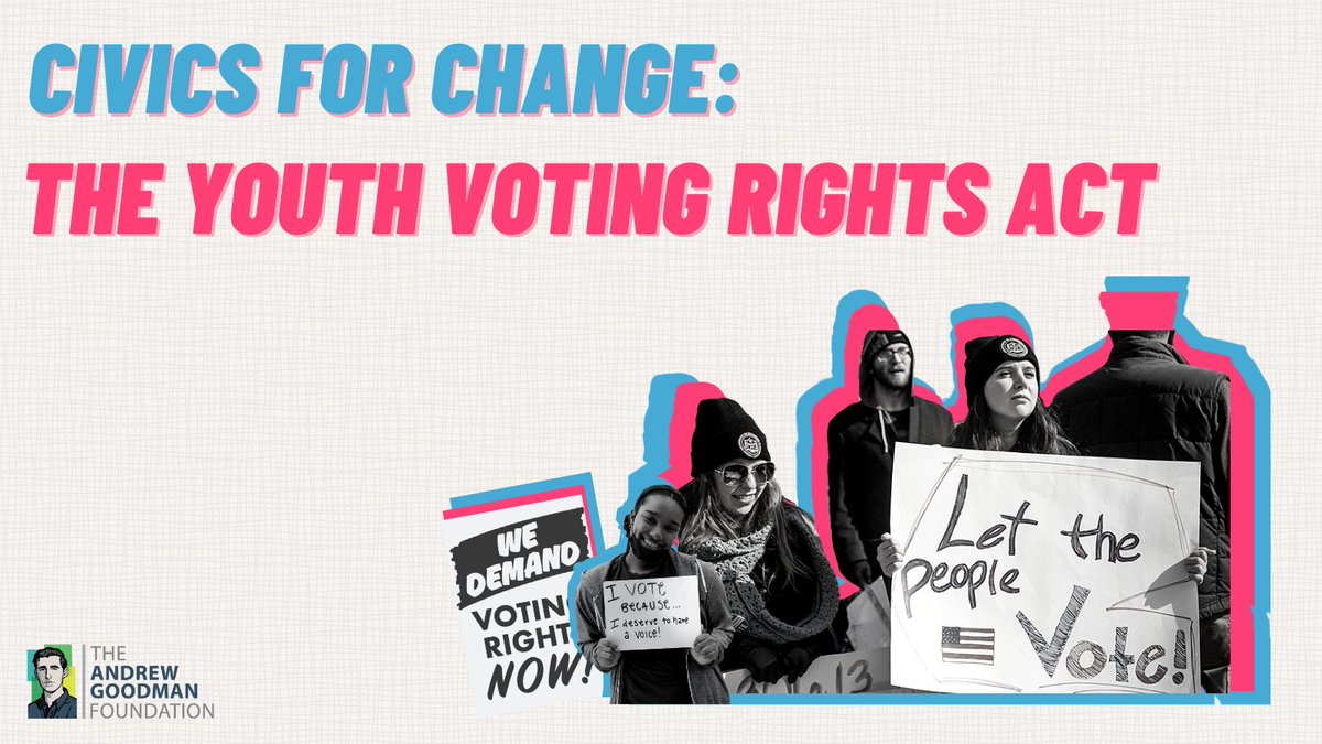 AndrewGoodmanF's tweet photo. Swipe to learn about The Youth Voting Rights Act introduced by @SenWarren and its potential to make voting more accessible for students nationwide. Click the link to read more &amp; take action: https://t.co/eBFiULx0Jr

#AndrewGoodman #VoteEverywhere #TheYouthVotingRightsAct #YVRA https://t.co/beAnIGSp1h